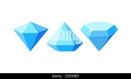 Brilliant crystals icons isolated in white background. Diamond ice crystals. Cartoon vector illustration Stock Vector
