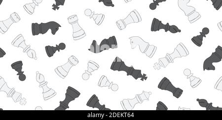 Chess set pieces seamless pattern. Vector illustration background for surface, t shirt design, print, poster, icon, web, graphic designs. Stock Vector