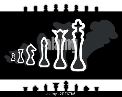 Set of black vector icons, isolated against white background. Illustration on a theme Chess Stock Vector