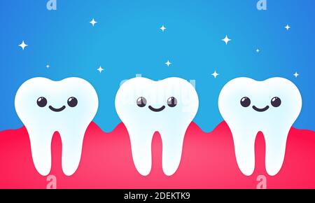 Healthy teeth illustration. Dental care concept. Vector on isolated background. EPS 10. Stock Vector