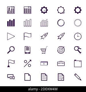 Set of 30 business and office web icons in flat design. Business and finance symbols collection Stock Vector