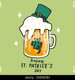 Happy St. Patrick's Day, beer cartoon vector illustration Stock Vector