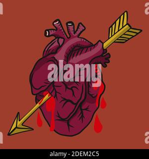 Heart with arrow bloody vector illustration Stock Vector