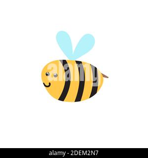 Happy flying bee isolated element. Insect character for kids design Stock Vector