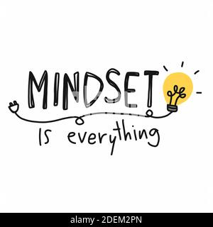 Mindset is everything word and lightbulb vector illustration Stock Vector