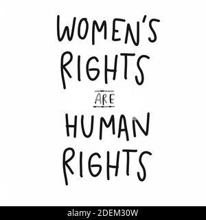 Women's rights are human rights word handwriting vector illustration Stock Vector