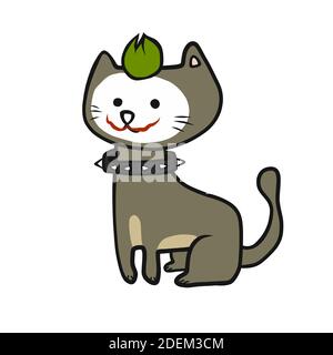 Cat make smile clown face cartoon vector illustration Stock Vector