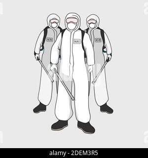 Hero group wear protection cloth from covid-19 cartoon vector illustration Stock Vector