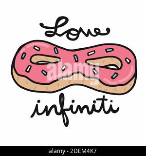 Donut love Infiniti cartoon vector illustration Stock Vector