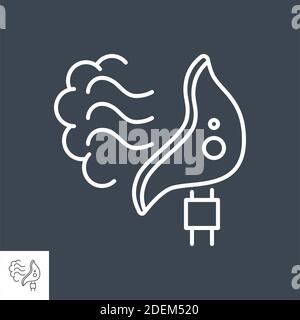 Mechanical ventilation related vector thin line icon. Stock Vector