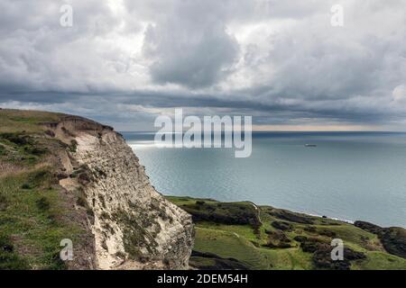 View across the English Channel from Gore Cliff near St Catherine's Point, Isle of Wight Stock Photo