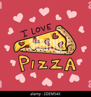 I love pizza cartoon vector illustration Stock Vector