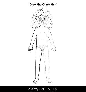 Draw the other half educational game for kids. Dot to dot activity coloring page Stock Vector