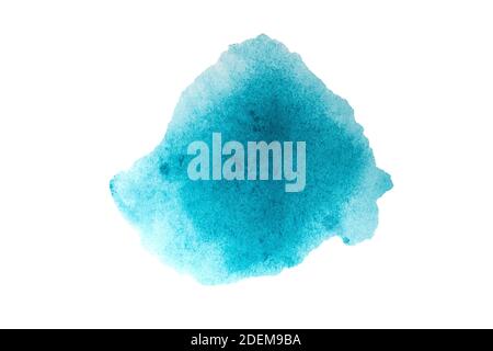 Abstract watercolor blue spots, stains isolated on white background Stock Photo