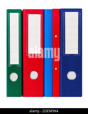 Various colorful file folders isolated against white background Stock Photo