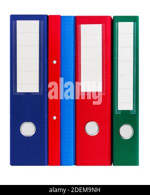Various colorful file folders isolated against white background Stock Photo
