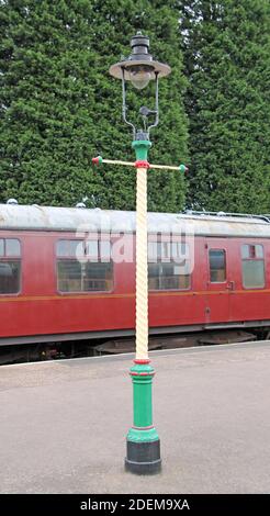 A Vintage Lamp on a Railway Train Station Platform. Stock Photo