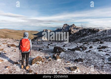 Hiking Mount Kenya Stock Photo