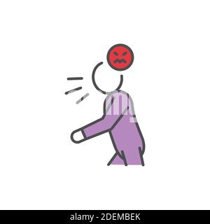 Anger line color icon. Sign for web page, mobile app Stock Vector
