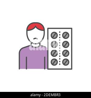 Depression treatment line color icon. Sign for web page, mobile app Stock Vector