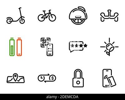Set of black vector icons, isolated against white background. Illustration on a theme Rental service Stock Vector