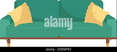 Green couch flat color vector object Stock Vector