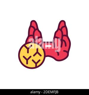 Autoimmune thyroiditis doctor color line icon. Isolated vector element. Stock Vector
