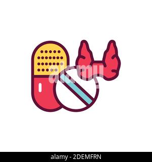 Thyroid treatment line icon. Isolated vector element. Stock Vector