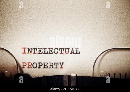 Intellectual property phrase written with a typewriter. Stock Photo