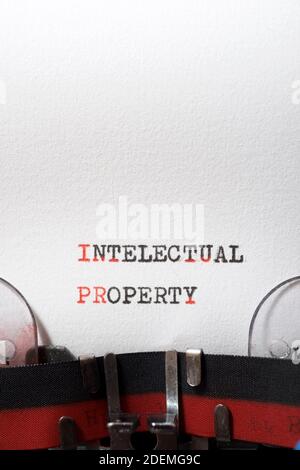 Intellectual property phrase written with a typewriter. Stock Photo