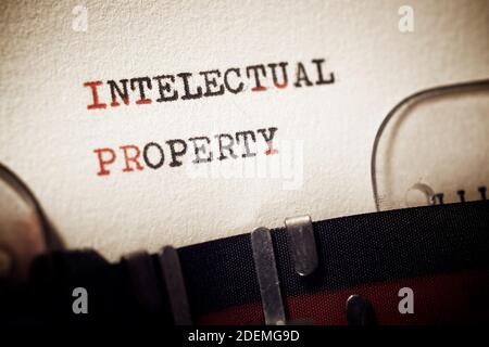 Intellectual property phrase written with a typewriter. Stock Photo