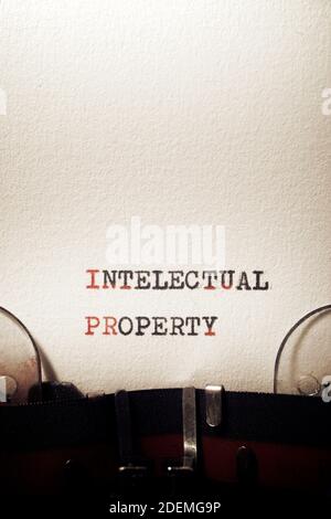 Intellectual property phrase written with a typewriter. Stock Photo