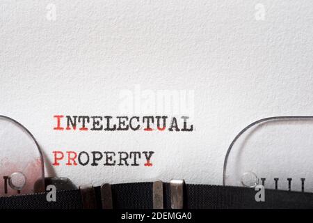 Intellectual property phrase written with a typewriter. Stock Photo
