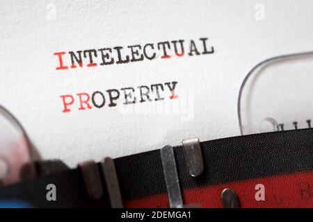 Intellectual property phrase written with a typewriter. Stock Photo