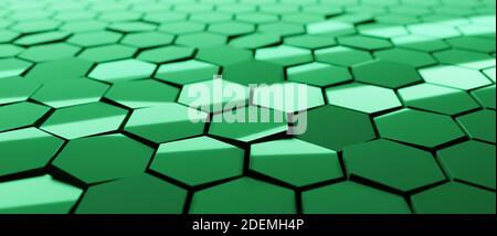 Abstract blue background, hexagons or honeycombs, 3D cgi rendering, hexagonal wallpaper, network connection concept, geometric illustration design Stock Photo