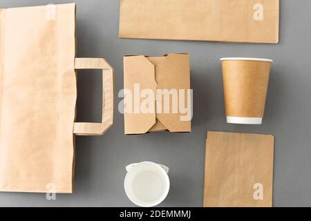 disposable paper takeaway food packing stuff Stock Photo