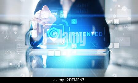 Patented Patent Copyright Law Business technology concept Stock Photo