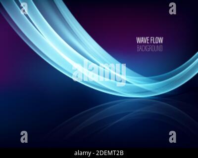 Vector illustration of blue abstract background with blurred magic neon light curved lines Stock Vector