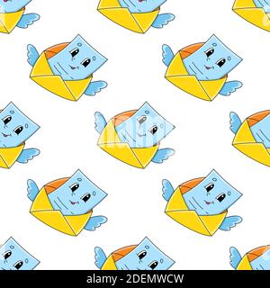 Colored seamless pattern. Cartoon style. Hand drawn. Vector illustration isolated on white background. Stock Vector