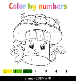 Color by numbers. Coloring book for kids. Vector illustration. Cartoon  character. Hand drawn. Worksheet page for children. Isolated on white  backgroun Stock Vector Image & Art - Alamy