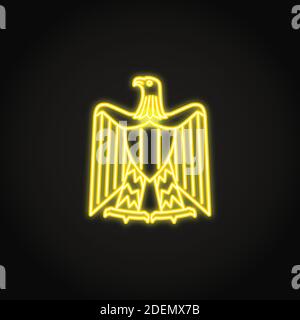 Egyptian eagle icon in glowing neon style. National country emblem symbol. Vector illustration. Stock Vector