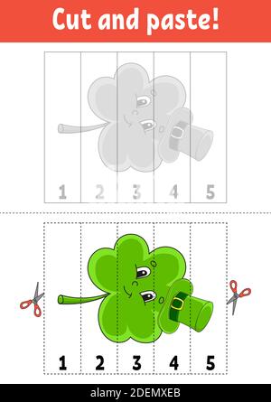 Learning numbers 1-5. Cut and glue. Cartoon character. Education ...