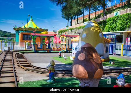 SAN SEBASTIA, SPAIN - May 16, 2012: San Sebastian, Spain, May 2012: Entertainment and amusement park on top of Monte Igueldo in San Sebastian Stock Photo