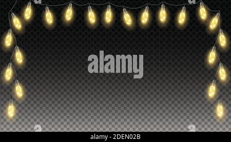 Vector realistic light bulb modern hanging frame. Stock Vector