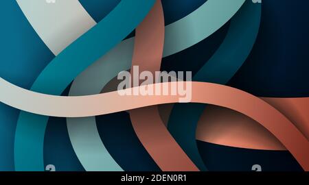 vector design of overlapping wavy and irregular lines or ribbons Stock Vector