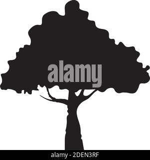 leaved tree plant silhouette style Stock Vector Image & Art - Alamy