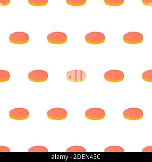 Seamless pattern with donut with pink glaze. Decorative design for print, background, wallpaper. Vector image. Stock Vector