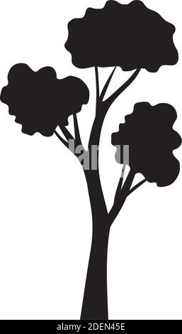 branched tree plant forest silhouette style Stock Vector