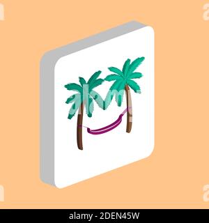 Hammock Simple vector icon. Illustration symbol design template for web mobile UI element. Perfect color isometric pictogram on 3d white square. Hammo Stock Vector