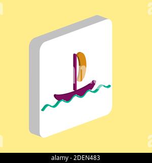yacht Simple vector icon. Illustration symbol design template for web mobile UI element. Perfect color isometric pictogram on 3d white square. yacht i Stock Vector